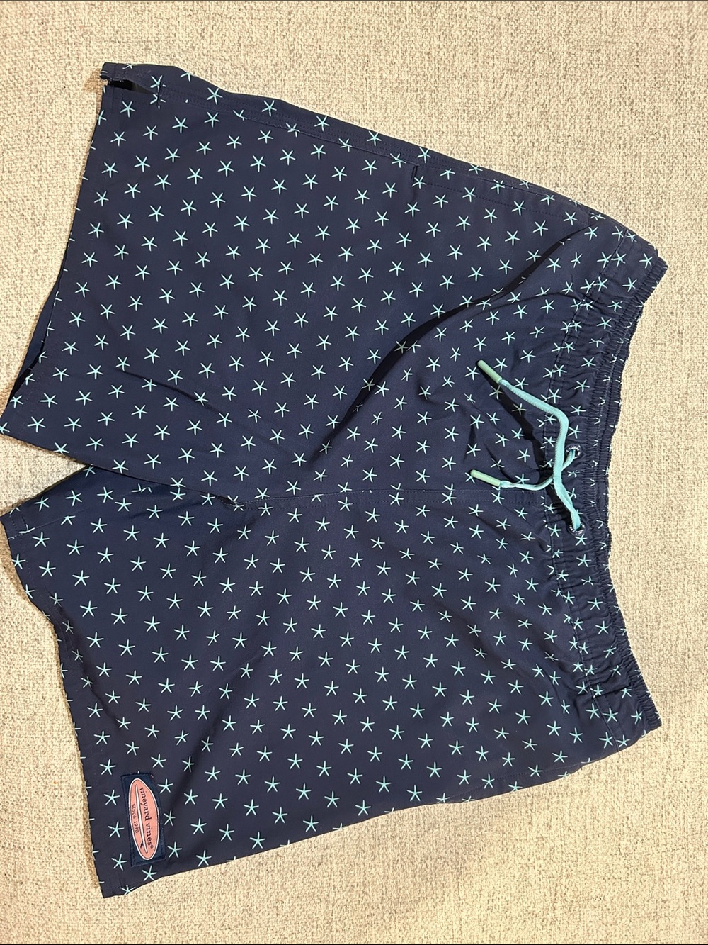 Vineyard Vines Navy Shorts with Light Blue Star Print